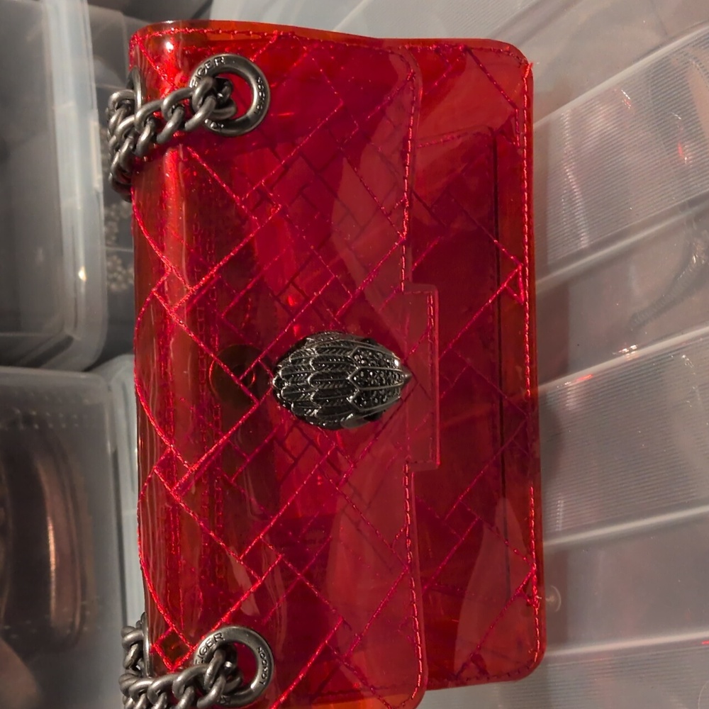 Kurt Geiger Mini Transparent Kensington Red Bag